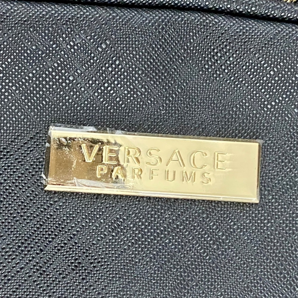 Versace Parfums Black Gold-Tone Travel Makeup Toiletry Case Cosmetic Pouch Bag - Picture 6 of 16